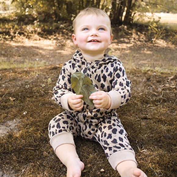 Leopard Print Hoodie Style Zip Up Romper - Picture 8 of 8